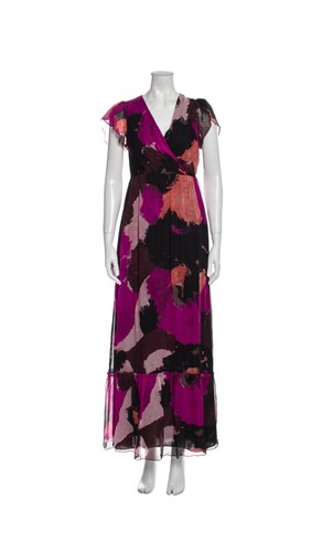 $848, NWOT Diane Von Furstenberg Melania Silk Maxi Ruffle Hem Long Dress Sz 0 - Picture 5 of 8