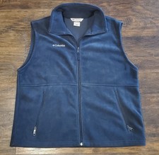 Columbia Men's Large Fleece Vest Zip Up Navy Blue