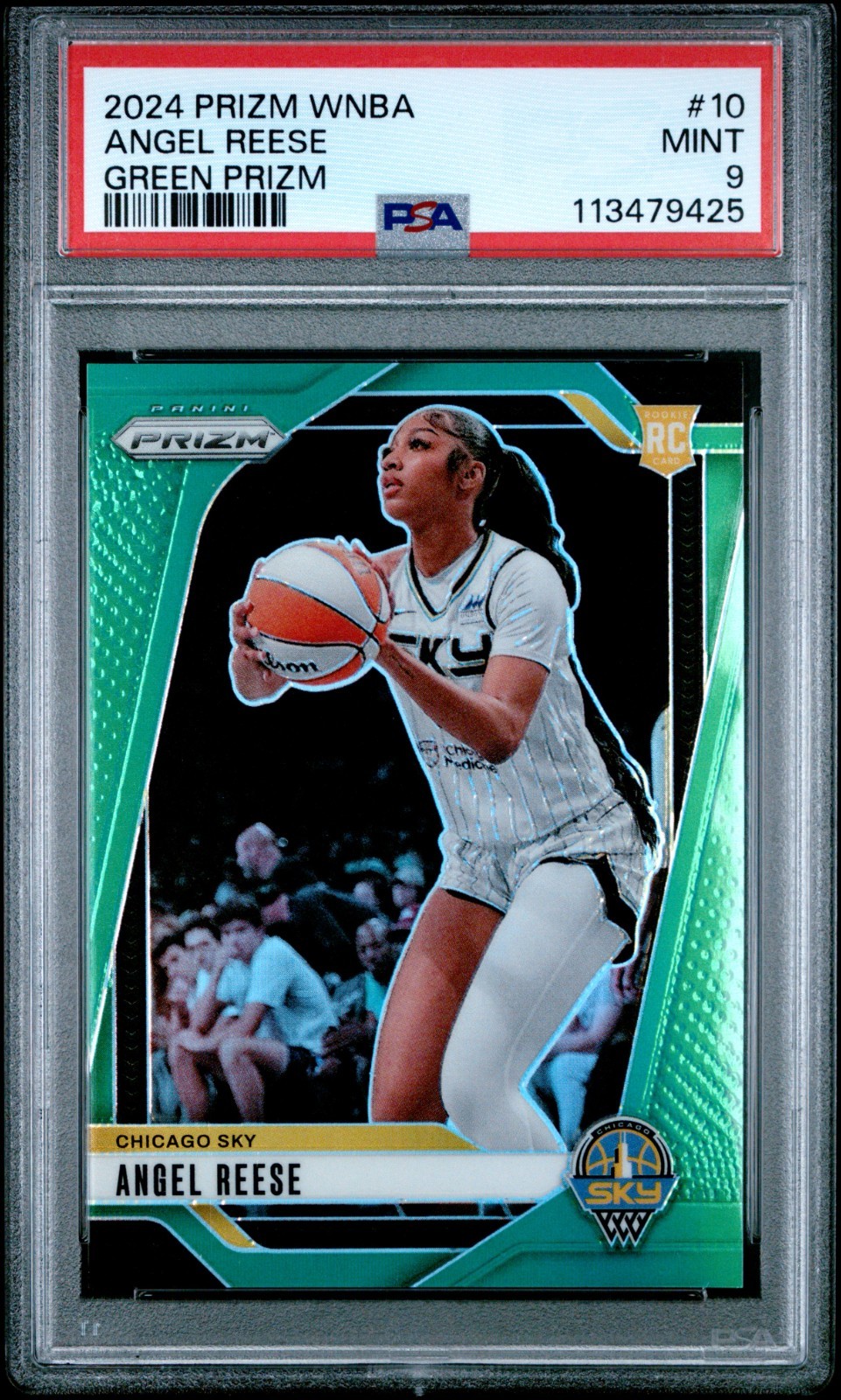 2024 PANINI PRIZM WNBA ANGEL REESE #10 GREEN PRIZM RC PSA 9