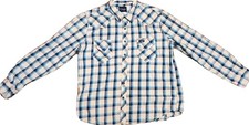 WRANGLER Western Long Sleeve Shirt Men's L Large Plaid Blue Pearl Snap Vintage
