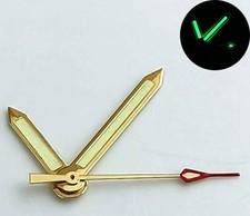 Green Lume Golden Trim Arrow Shape Watch Hands for NH35 NH36 7S26 NH70