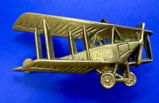Biplane Fixed-Wing Aircraft Figural Cutout Solid Brass Belt Buckle Baron Taiwan