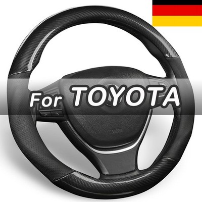 Kohlefaser Lenkradbezug Auto Schwarz Perforiertes Leder für Toyota 37-38cm Rund
