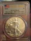 2016 American Silver Eagle $1 PCGS MS69 FIRST STRIKE 30th Anniversary Flag Label