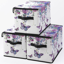 Fabric Storage Bins with Lids,Under Bed Storage Containers 3Pack Stackable Clo