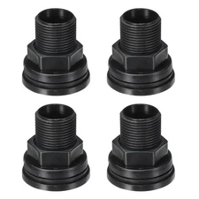 4Pcs PVC Double Threaded Bulkhead Fitting 1/2 x 3/4" Water Tank Connector Black