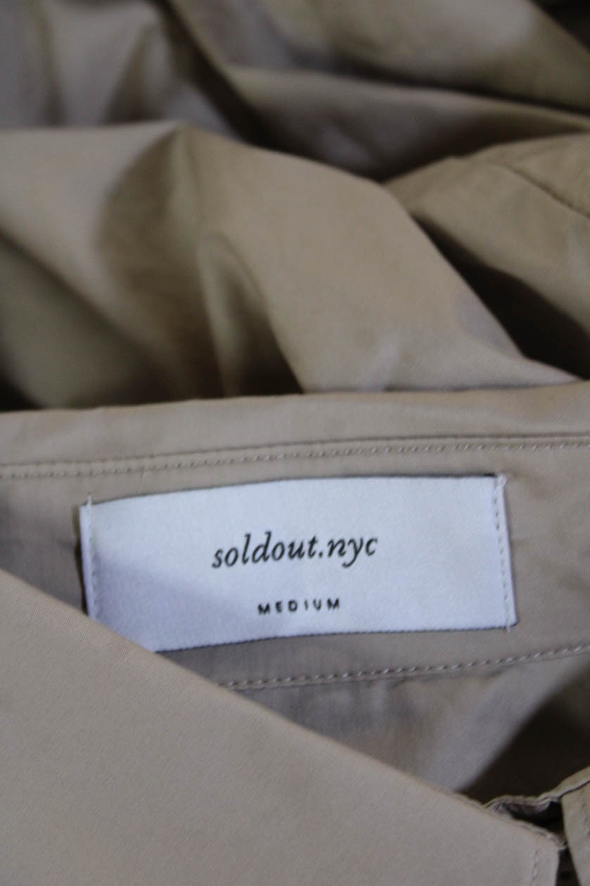 Sold Out Women Basic Button-Up Collared Beige Cot… - image 6