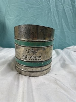 Vintage Foley Sift-Chine Triple Screen Flour Sifter Aluminum w/Turquoise Bands