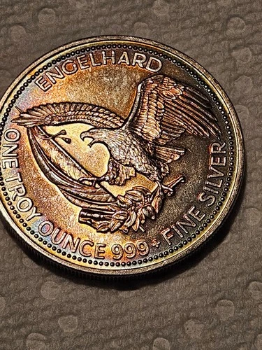 Proof like 1987 1 oz silver prospector great rainbow tones