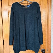 Simply Vera Vera Wang Tunic Sweater Womens Large Teal Metallic Knit Keyhole Back