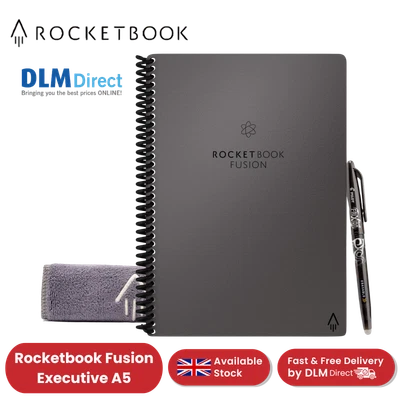 Rocketbook Fusion A5 Smart Notebook - Reusable Planner with 7 Page Styles & Pen