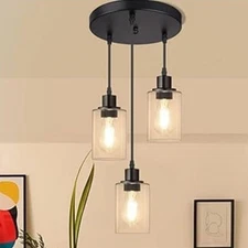 New Black Modern Industrial Farmhouse Kitchen Island Pendant Lighting