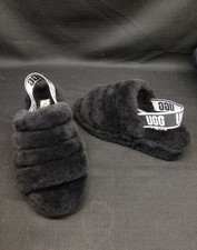 UGG Girls K Fluff Yeah Slippers Slides Black Size 5 NEW IN BOX
