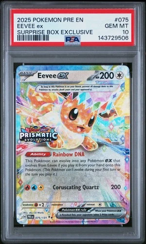 2025 POKEMON PRE EN-PRISMATIC EVOLUTIONS SURPRISE BOX EXCLUSIVE EEVEE EX PSA 10