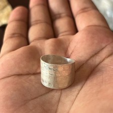 Sterling Silver Hammered Ring Chunky Unisex Boho Hammered Minimalist Band Ring