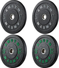 2 Inch Bumper Plates  10-500Lbs  Barbell Rubber Olympic Weight Plates Set for Home