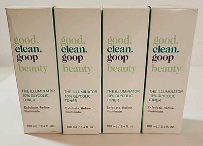 LOT 4 Good Clean Goop Beauty The Illuminator 10% Glycolic Toner Exfoliate 3.4 oz