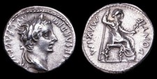 Tiberius Denarius - PONTIF MAXIM, Lugdunum - 18 mm / 3,70 gr