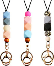 3PCS Teacher Breakaway Lanyards for Id Badges and Keys, Beaded Cute Badge Lanyar