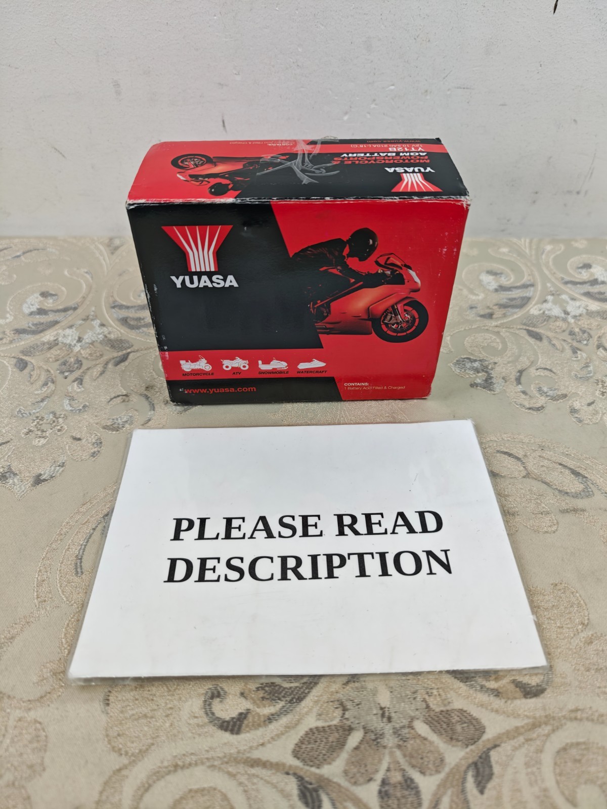 Yuasa YT12B 12V 210 CCA Maintece Free AGM VRLA Motorbike Battery (READ)