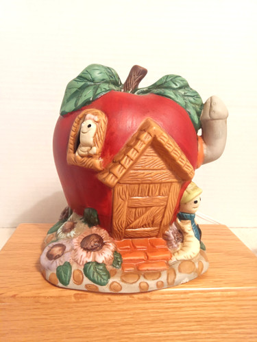 House of Lloyd Red Apple Night Light House Worms Electric Lamp Ceramic Cute