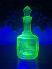 Vintage Anchor Hocking (?) Uranium Glass Geometric Decanter & Stopper
