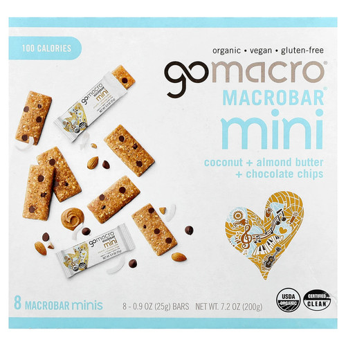 MacroBar® Mini, Coconut + Almond Butter + Chocolate Chip, 8 Bars, 0.9 oz (25 g)