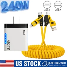 240W Fast Charging Wall Charger & 4-IN-1 Cable For Samsung iPhone Android Phone