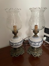 Coppia Abatjour vintage stile vecchia Savona.Base alluminio e corpo ceramica.