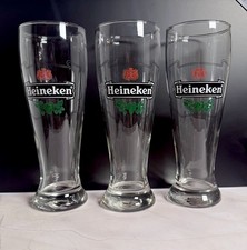 Vintage Heineken Beer Glasses Set of 3 Pilsner Barware Pedestal Base 12oz