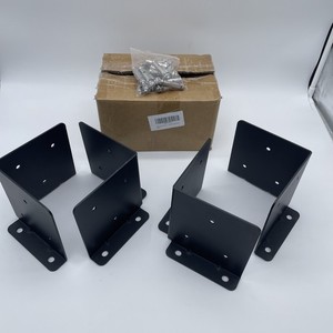 2 Set 6x6 Post Anchor Base Adjustable Post Base Bracket Reinforced Support Black