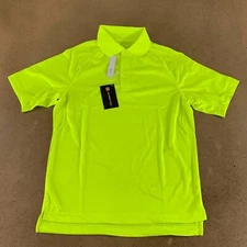 Harriton Mens Tactical Performance Polo Shirt Safety Yellow Short Sleeve S New