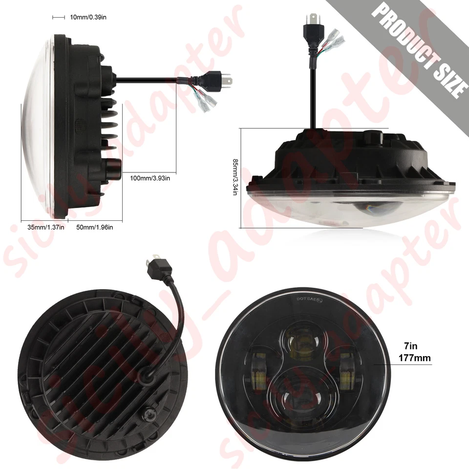 Faro LED 7" + Luces de paso de 4,5" para Harley Davidson Electra Glide Classic Foto 3 de 4