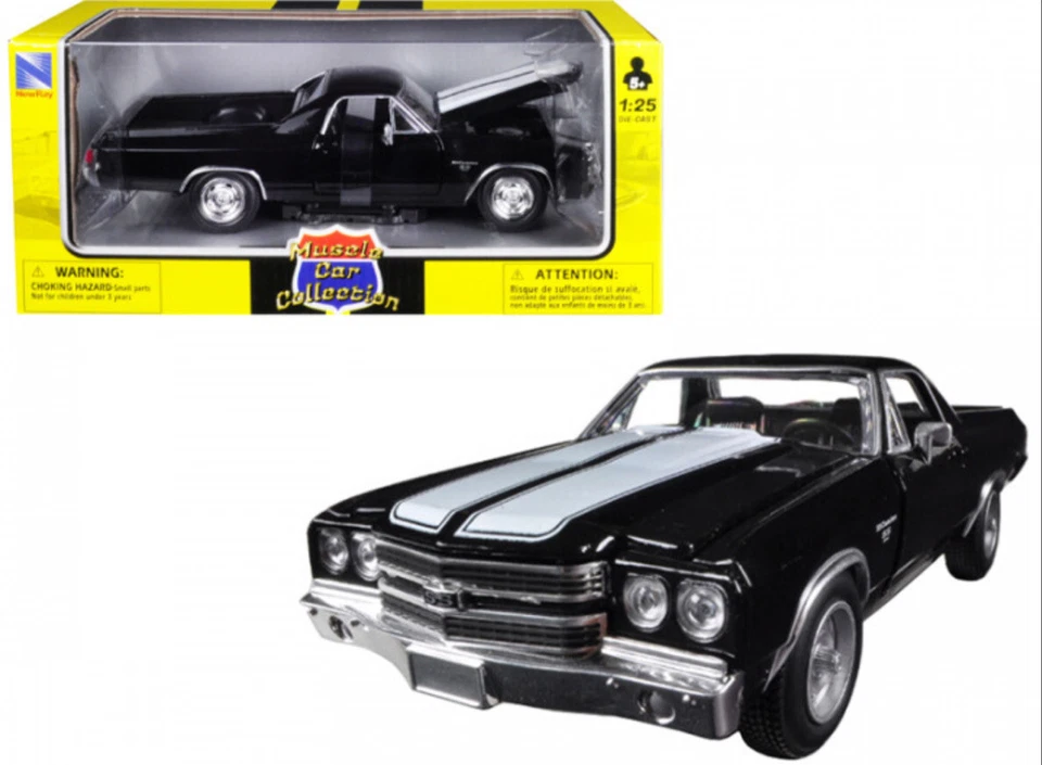 Chevrolet El Camino SS Black 1970 New Ray Pickup 71883 G 1:25 24 Scale Model Car - Image 3 of 3