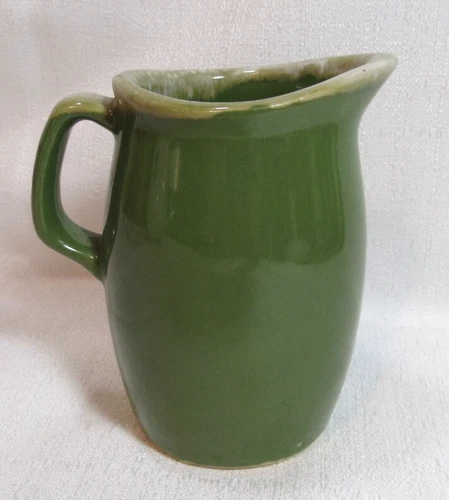 Hull USA Vintage AVOCADO Green Drip Glaze One (1) Creamer Jug GC