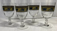 Set Of 4 Mikasa Arabella 7” Ice Tea Water Goblet Glasses Tulip Floral Design
