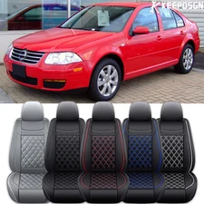 For VW Jetta 2/5 Car Seat Cover Full Set Front + Rear Cushion Deluxe PU Leather