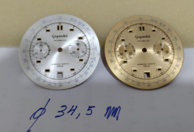 2 Original NOS Gigandet Chronograph Swiss Dials for Valjoux 7734 - Top vintage