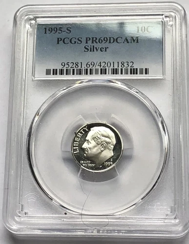 1995 S Roosevelt Dime Gem Deep Cameo Silver Proof PCGS Graded PR69DCAM (832)
