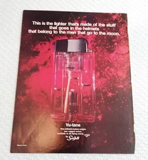 Vintage 1970 Scripto Vu-tane Lighter Moon Helmets Print Ad Art Poster