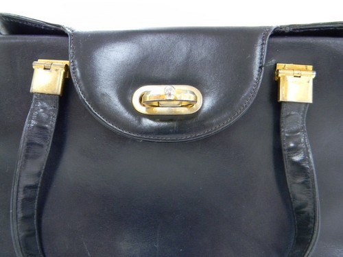 Bolso/cartera vintage Gucci todo cuero azul marino. - Imagen 2 de 12