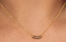 9ct Three Colour Gold Mini Lucky Rings Necklace 16"/41cm Twisted Curb Chain