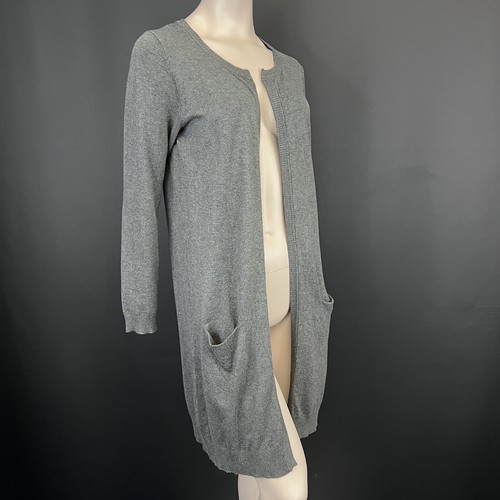 Cardigan Pulz Sara Longline M grigio maglia leggera vestibilità lusinghiera con tasche - Foto 5 di 10