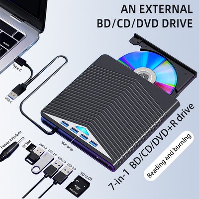 Slim External CD DVD Drive USB 3.0 Writer Burner Player Black For Laptop PC