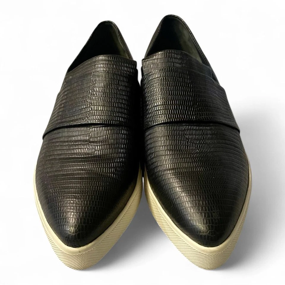 Zapatillas planas Vince Paeyre negras sin cordones punta de cuero para mujer talla 6,5 Foto 3 de 4