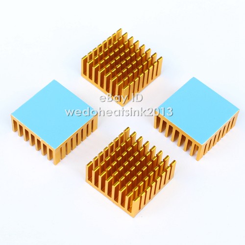 50szt 28x28x13mm złoty anodowany i szczelinowy aluminiowy radiator z taśmą termiczną - Zdjęcie 3 z 5