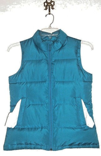 (CC19)- LANDS' END KIDS-Teal Down Puffer Vest-Youth Size L(14)-2 Pockets-Zipper - Picture 2 of 9