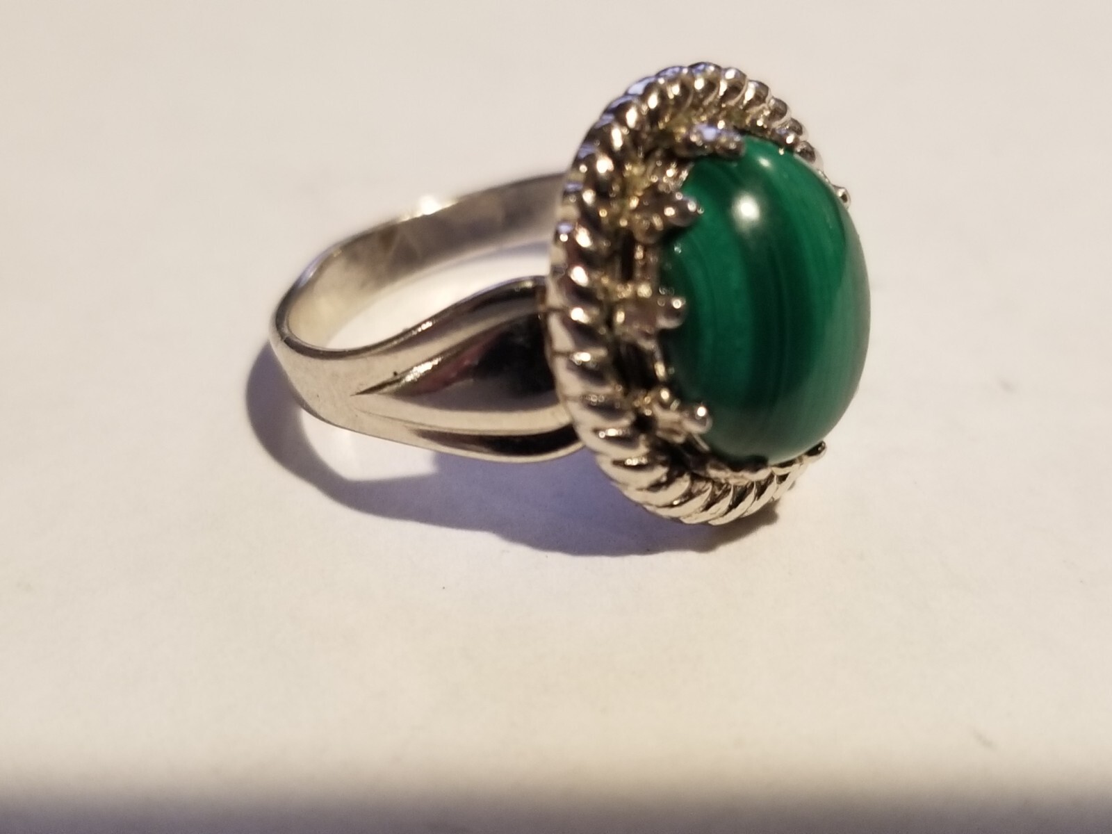 Malachite Sterling Silver 925  Ring signed JP  Si… - image 2