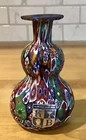 VTG KB Murano Millefiori 4” Mini Bud Vase Cane Work Italian Art Glass