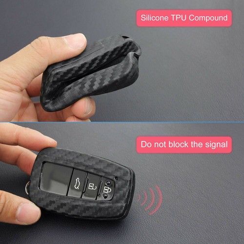 TPU Carbon Fiber Car Key Fob Cover Case Shell For Toyota Camry CHR Avalon RAV4 - Picture 3 of 7